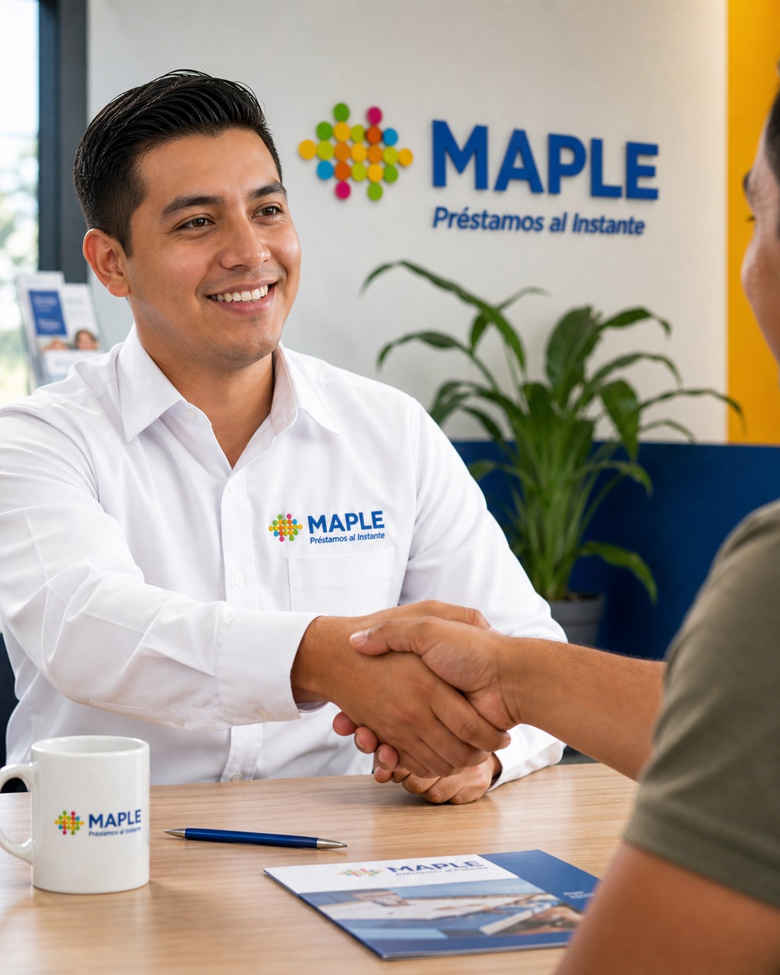 Asesor de Maple estrechando la mano de un cliente hondureño
